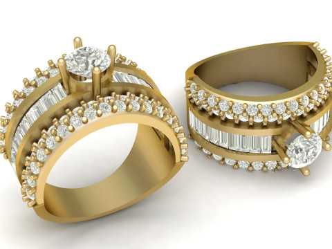 FASHION HIP HOP DIAMOND RING 3D PRINTABLE MODEL Modelo de Impressão 3D