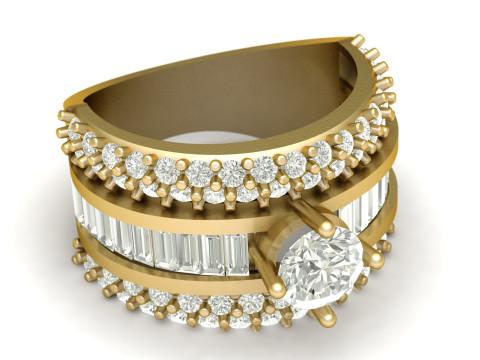 FASHION HIP HOP DIAMOND RING 3D PRINTABLE MODEL Modelo de Impressão 3D