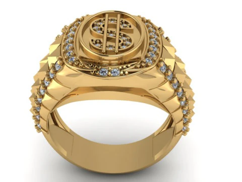 ドルサインリング 3D 印刷可能モデル 3Dプリントモデル