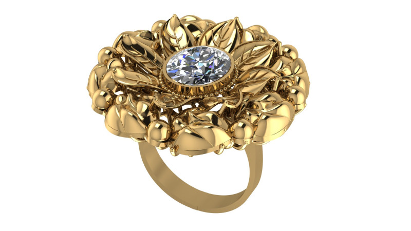 Fashion Flower Ring 3d Printable Model 3D 프린트 모델 .c4d .max .obj .3ds .fbx .stl .blend
