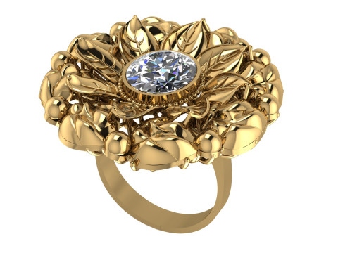 Fashion Flower Ring 3d Printable Model 3Dプリントモデル