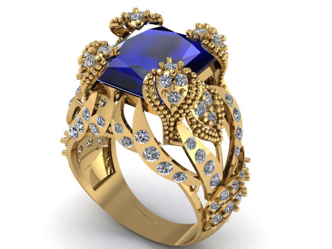 LUXURY WEDDING RING 3D PRINTABLE MODEL Model Cetak 3D