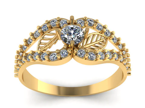 女性用ソリティア ダイヤモンド リング ファッション 3D 印刷可能モデル 3Dプリントモデル