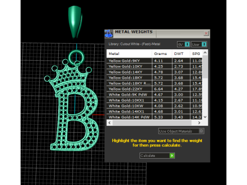 ALPHABET B PENDANT 3D PRINTABLE MODEL 3Dプリントモデル