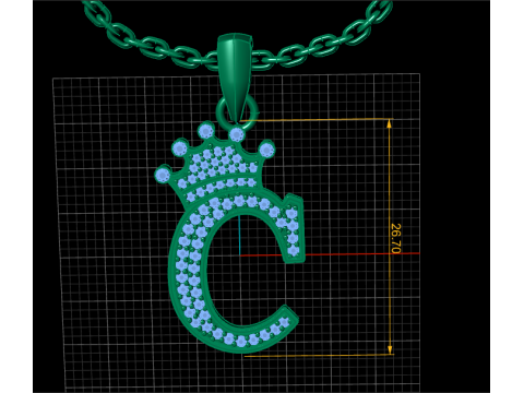 ALPHABET C PENDANT 3D PRINTABLE MODEL 3D Print Model