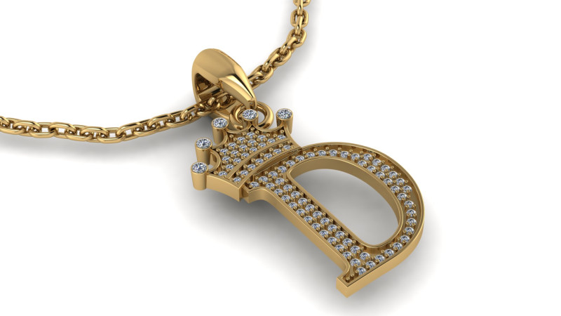ALPHABET D PENDANT 3D PRINTABLE MODEL 3D Print Model .c4d .max .obj .3ds .fbx .stl .blend 