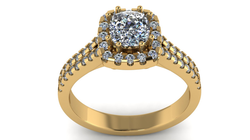 SOLITAIRE ENGAGEMENT WITH CUT DIAMOND RING 3D PRINTABLE MODEL 3D Print Model .c4d .max .obj .3ds .fbx .stl .blend 