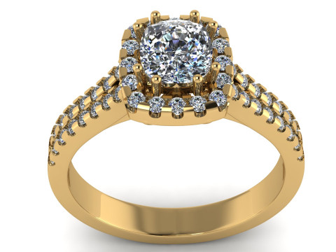 SOLITAIRE ENGAGEMENT WITH CUT DIAMOND RING 3D PRINTABLE MODEL 3D 打印模型