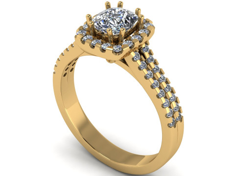 SOLITAIRE ENGAGEMENT WITH CUT DIAMOND RING 3D PRINTABLE MODEL 3D Print Model