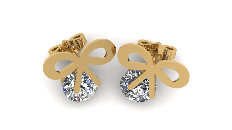 BOW STUD EARRING 3D PRINTABLE MODEL 3D 프린트 모델 .c4d .max .obj .3ds .fbx .stl .blend 
