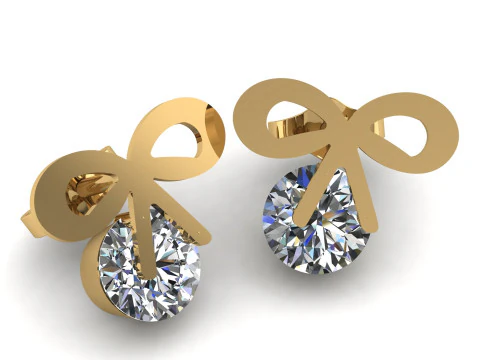 BOW STUD EARRING 3D PRINTABLE MODEL 3D Print Model