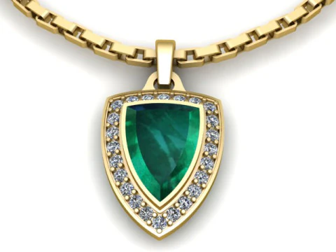 エメラルド ペンダント 3D 印刷可能モデル 3Dプリントモデル