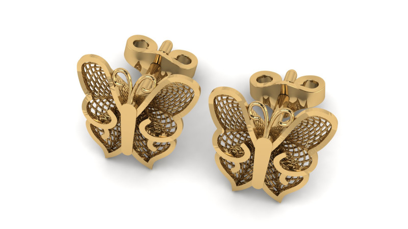 Fashion Butterfly Women Earrings 3d Printable Model 3D-Druckmodell .c4d .max .obj .3ds .fbx .stl .blend 