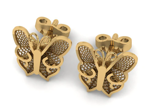 ファッション蝶の女性のイヤリング 3D 印刷可能モデル 3Dプリントモデル