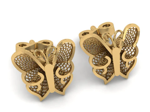Fashion Butterfly Women Earrings 3d Printable Model 3D Print Model