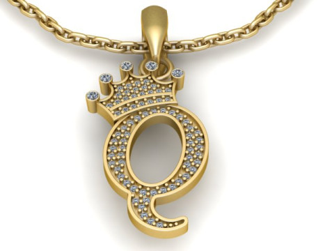 ALPHABET Q PENDANT 3D PRINTABLE MODEL Modelo de impresión 3D