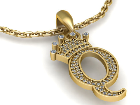 ALPHABET Q PENDANT 3D PRINTABLE MODEL 3D Принт Модель
