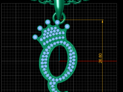 ALPHABET Q PENDANT 3D PRINTABLE MODEL 3D Принт Модель