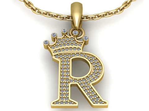 アルファベット R ペンダント 3D 印刷可能モデル 3Dプリントモデル