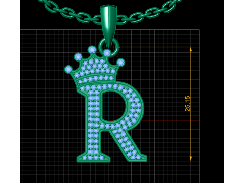 APHABET R PENDANT 3D PRINTABLE MODEL 3D प्रिंट मॉडल