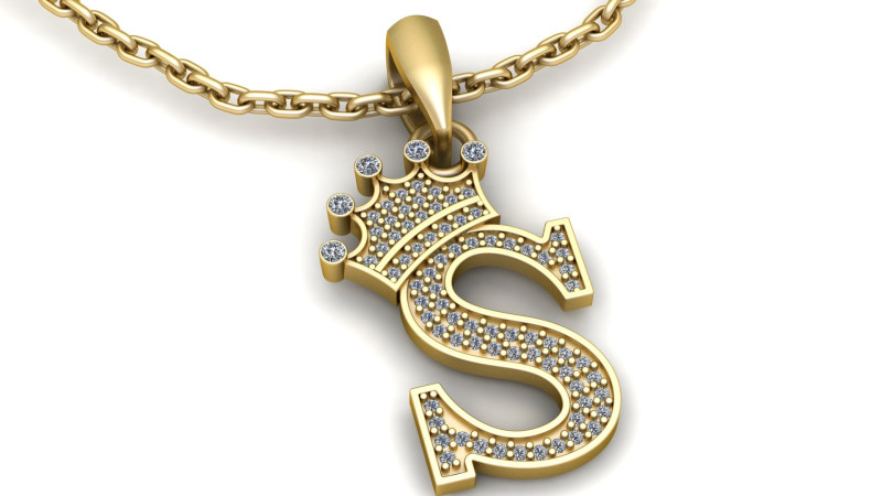 ALPHABET S DIMOND PENDANT 3D PRINTABLE MODEL 3D Print Model .c4d .max .obj .3ds .fbx .stl .blend 