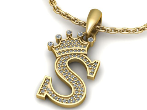 ALPHABET S DIMOND PENDANT 3D PRINTABLE MODEL 3D Print Model