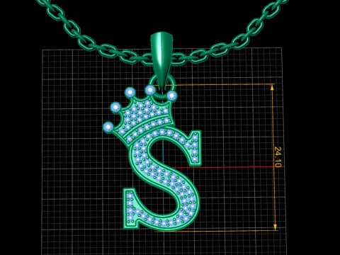 ALPHABET S DIMOND PENDANT 3D PRINTABLE MODEL 3D Print Model