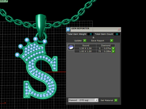 ALPHABET S DIMOND PENDANT 3D PRINTABLE MODEL 3D Print Model
