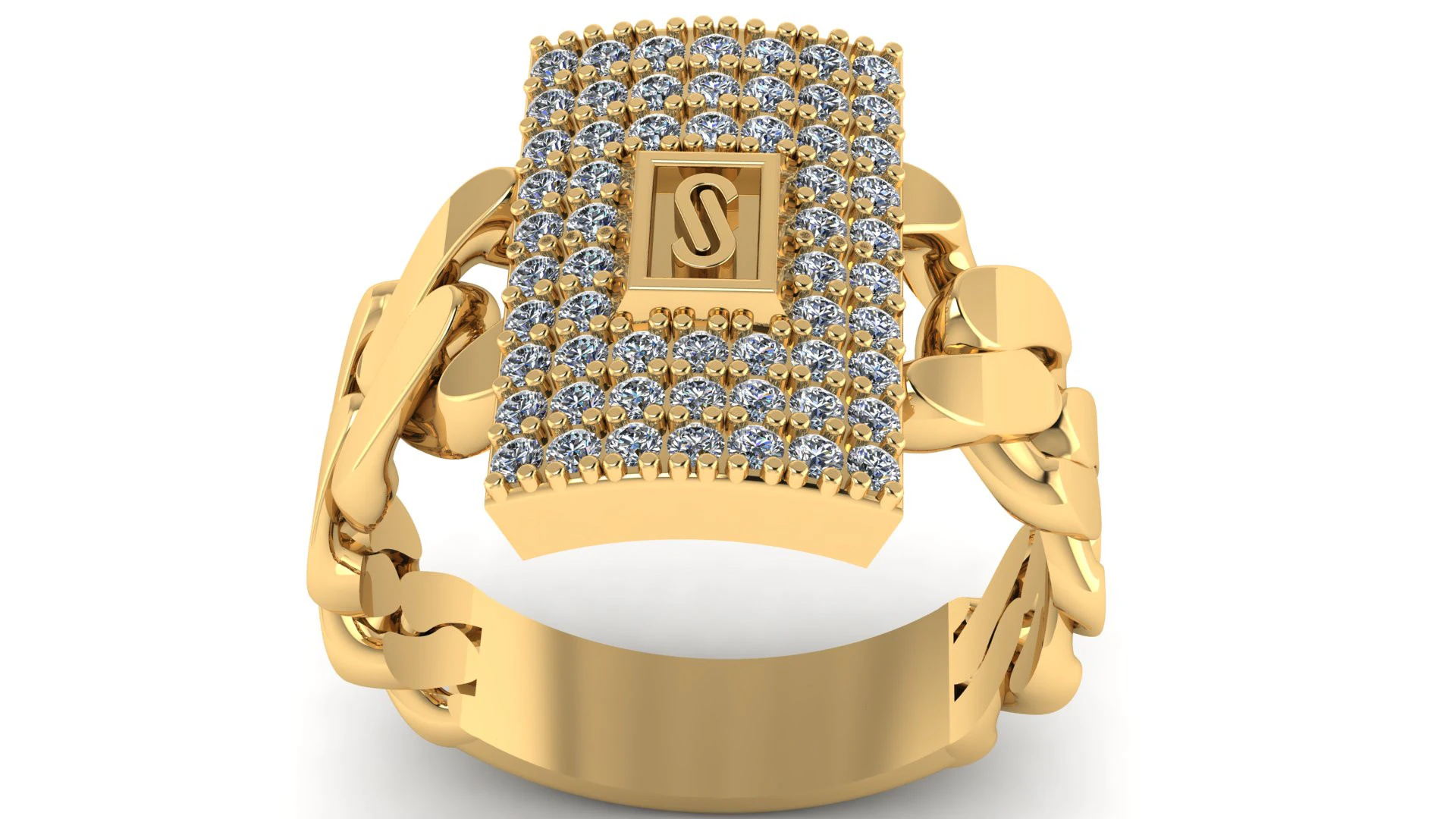 MONACO CHAIN ENGAGEMENT RING 3D PRINTABLE MODEL 3D Print Model .c4d .max .obj .3ds .fbx .stl .blend 