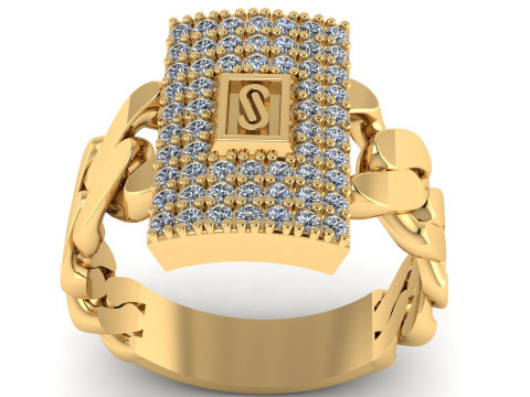 MONACO CHAIN ENGAGEMENT RING 3D PRINTABLE MODEL 3D Print Model