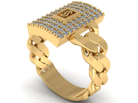 MONACO CHAIN ENGAGEMENT RING 3D PRINTABLE MODEL 3D Print Model