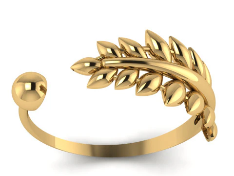 女性用トワールリーフスタイルリングファッション3D印刷可能モデル 3Dプリントモデル