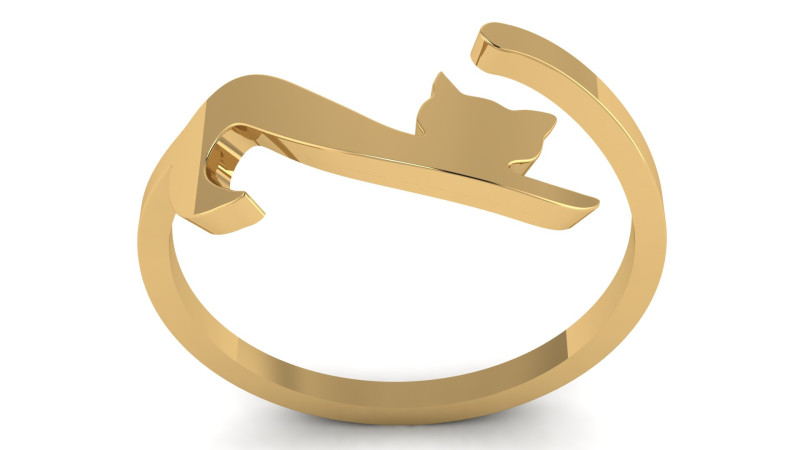 SOLITAIRE CAT RING 3D PRINTABLE MODEL 3D Print Model .c4d .max .obj .3ds .fbx .stl .blend 