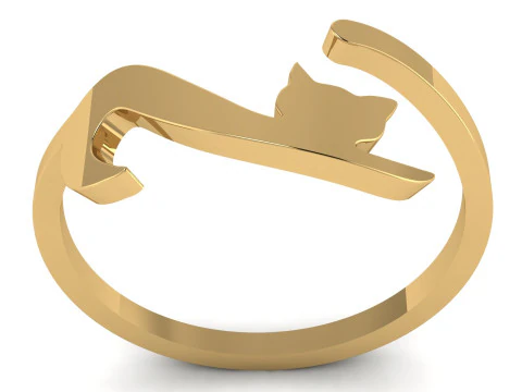 ソリティア キャット リング 3D 印刷可能モデル 3Dプリントモデル