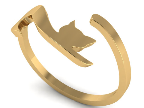 SOLITAIRE CAT RING 3D PRINTABLE MODEL 3D Print Model