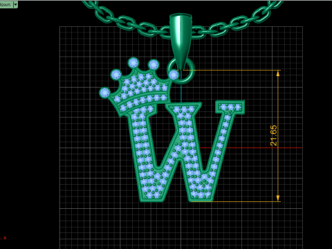 ALPHABET W DIMOND PENDANT 3D PRINTABLE MODEL 3D Принт Модель