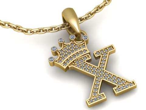 ALPHABET X DIMOND PENDANT 3D PRINTABLE MODEL 3D Принт Модель