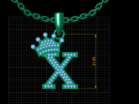 ALPHABET X DIMOND PENDANT 3D PRINTABLE MODEL 3D Принт Модель