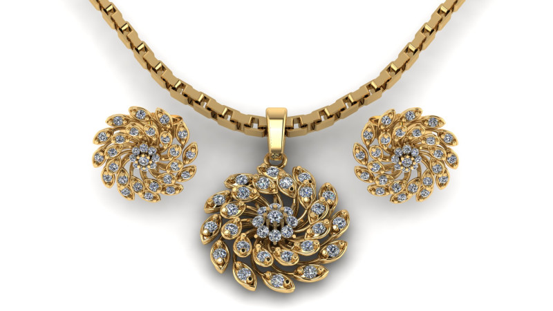 FLOWER DIMOND PENDANT 3D PRINTABLE MODEL Model Cetak 3D .c4d .max .obj .3ds .fbx .stl .blend