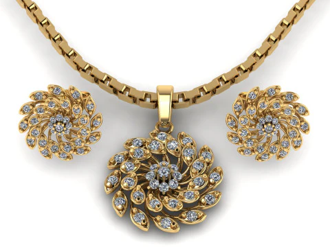 フラワー ダイヤモンド ペンダント 3D 印刷可能モデル 3Dプリントモデル