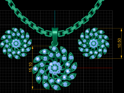 FLOWER DIMOND PENDANT 3D PRINTABLE MODEL Model Cetak 3D