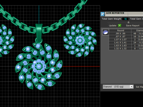FLOWER DIMOND PENDANT 3D PRINTABLE MODEL Model Cetak 3D