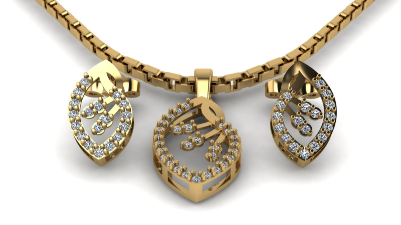 时尚黄金钻石吊坠 3D 打印模型 3D 打印模型 .c4d .max .obj .3ds .fbx .stl .blend 