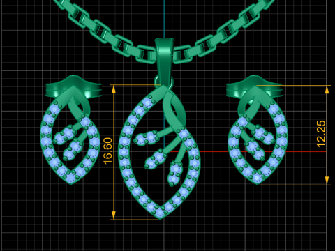 时尚黄金钻石吊坠 3D 打印模型 3D 打印模型