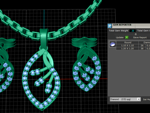 时尚黄金钻石吊坠 3D 打印模型 3D 打印模型