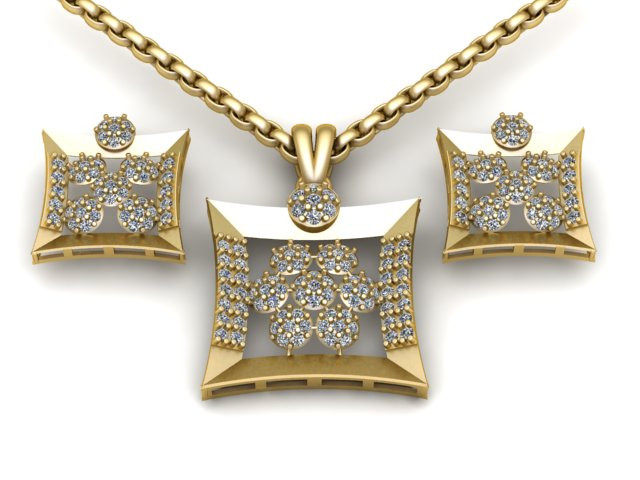 LUXURY DIMOND EARRINGSPENDANT 3D PRINTABLE MODEL 3D Принт Модель .c4d .max .obj .3ds .fbx .stl .blend 
