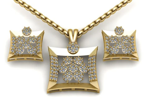 高級ダイヤモンド イヤリング ペンダント 3D 印刷可能モデル 3Dプリントモデル