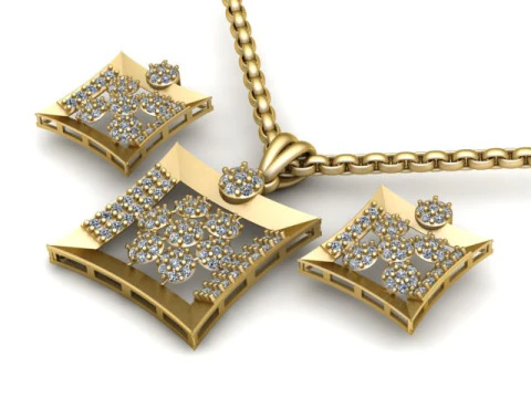 LUXURY DIMOND EARRINGSPENDANT 3D PRINTABLE MODEL 3D Print Model