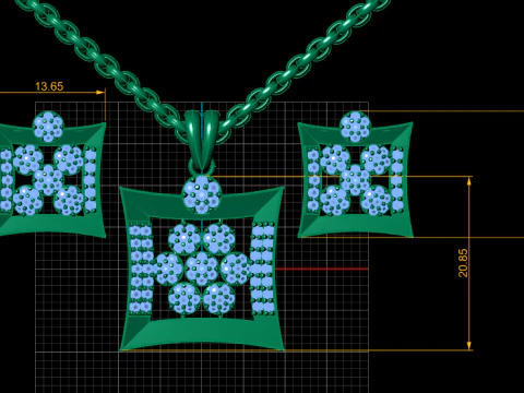 LUXURY DIMOND EARRINGSPENDANT 3D PRINTABLE MODEL 3D Print Model