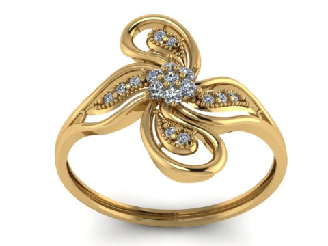 フラワースタイルダイヤモンドリング3Dプリント可能モデル 3Dプリントモデル